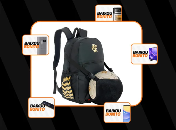 Mochila Esportiva Xeryus Flamengo Porta-Bola Preto