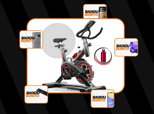 Bicicleta Ergométrica Fitness para Cardio e Musculação com base Cor Preto e Vermelho Epsilon Marca Redfin 8kg Inercia