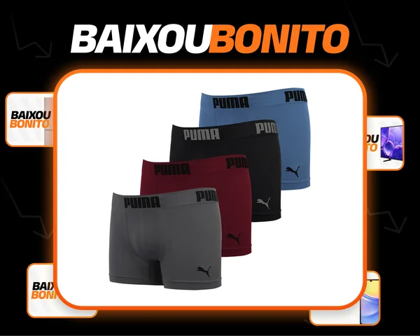 Kit 4 Cuecas Boxer Puma Poliamida Sem Costura Box Original