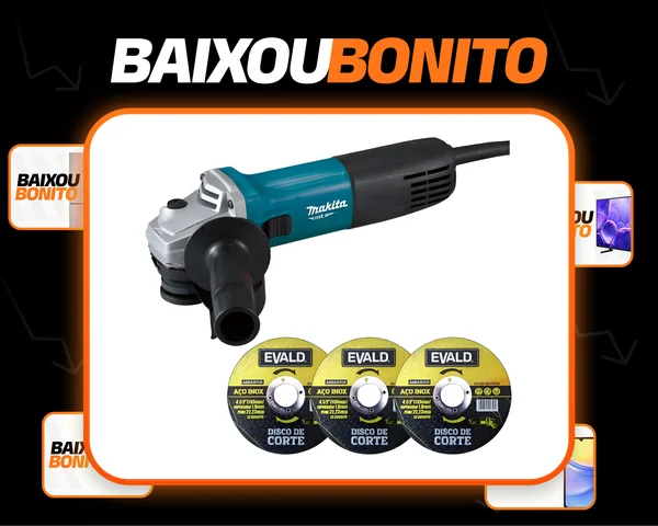 Esmerilhadeira Angular 850w M9510b Makita Kit 3 Discos Makita Cor Azul-turquesa