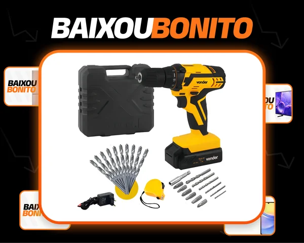 Furadeira Parafusadeira Com Kit Brocas, Bits E Trena Vonder PFV 012