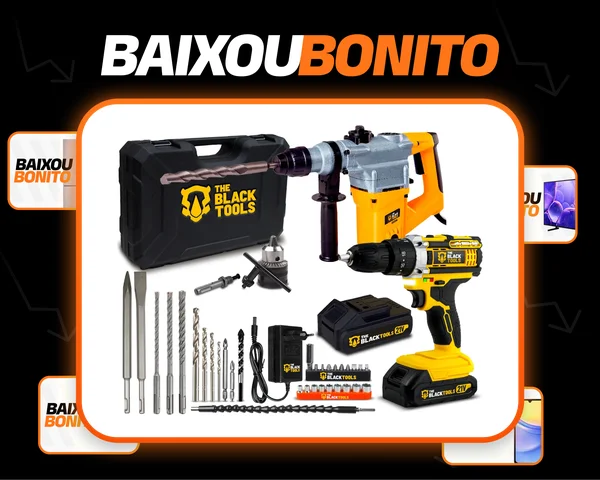 Kit Martelete Rompedor 900w Sds C/ Parafusadeira 3/8 Maleta 50/60hz Amarelo E Preto