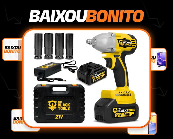 Chave De Impacto A Bateria 21v Bivolt 1/2 Pol Brushless Amarelo 110v/220v 60hz