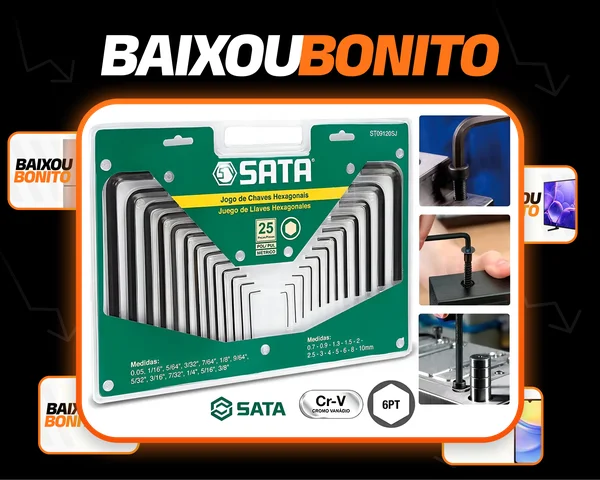 Jogo De Chave Allen Hexagonal 25 Peças St09120sj - Sata