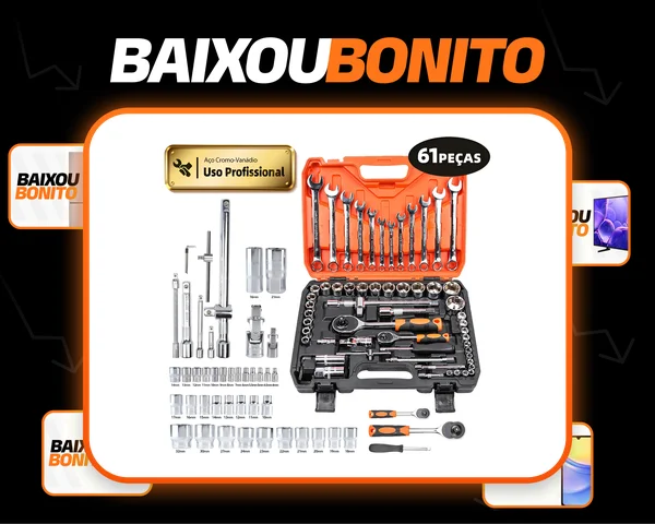 Inova Cases Jogo De Soquetes 61 Peças Maleta De Chaves Sextavados Catracas Caixa De Ferramentas Kit Acessorios Combinada Completa Allen Torx Gedore Automotivo Para Oficina Mecânica Loja Do Mecanico