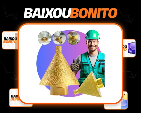 Broca Diamantada Cônica 50mm M14 Chanfrar Porcelanato Esmerilhadeira Lixadeira Furar Porcelanato Chanfro Granito Mármore