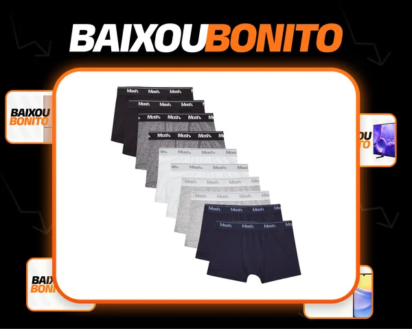 Kit Com 10 Cuecas Infantis Meninos Modelagem Boxer Mash