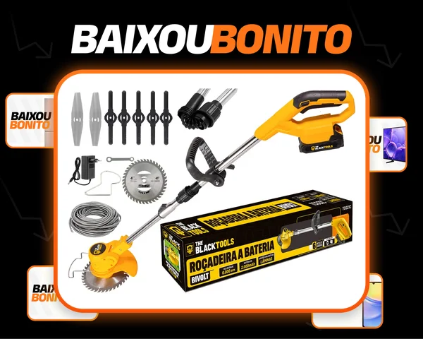 Roçadeira Aparador Grama A Bateria Recarregável 21v 750w Profissional Com Acessórios Tcg21c The Black Tools
