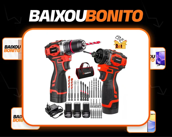 Kit Parafusadeira+ Furadeira De Impacto Brushless,3 Baterias