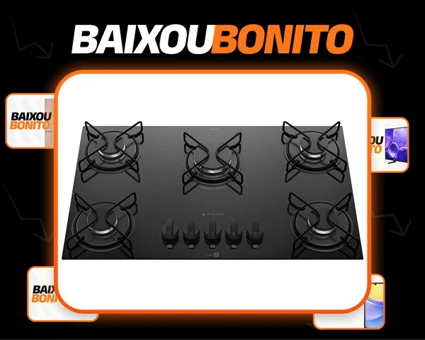 Cooktop 5 Bocas Mesa De Vidro Atlas Agile Up Bivolt