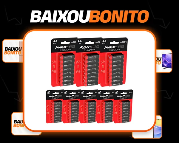 Kit 128 Pilhas Alcalinas AA Avant Use 1.5V Durabilidade Alta