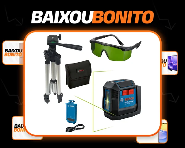 Kit Nível Laser Bosch Gll 1222 G Li 12m Bateria Tripé Óculos