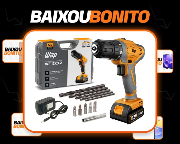 Parafusadeira E Furadeira A Bateria Li-ion Wap Wf 12k3.2 Carregador Com Maleta E Kit De 11 Acessórios