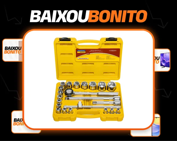 Jogo de Soquetes Sextavados Encaixe 1/2" 22 Peças Tramontina