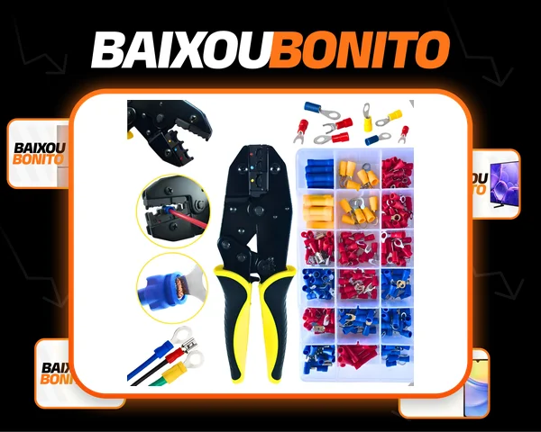 Kit Alicate Prensa Crimpar Terminal Elétrico Pré-isolados Conectores Olhal Garfo Cietec