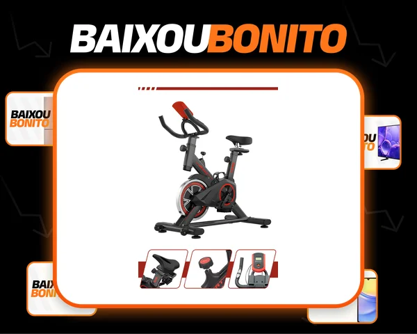 Bicicleta Ergométrica Spinning Redfin Vertical Residencial Profissional Resistência Ajustável Feltro Display Lcd Treino Emagrecimento Condicionamento Físico Academia 6kg Inércia Preto E Vermelho