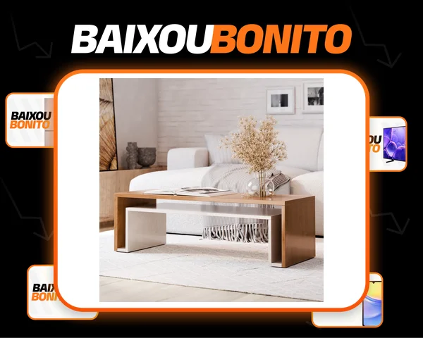 Mesa De Centro Linvitus Luxo Para Sala E Recepção Decorativa Nature Off