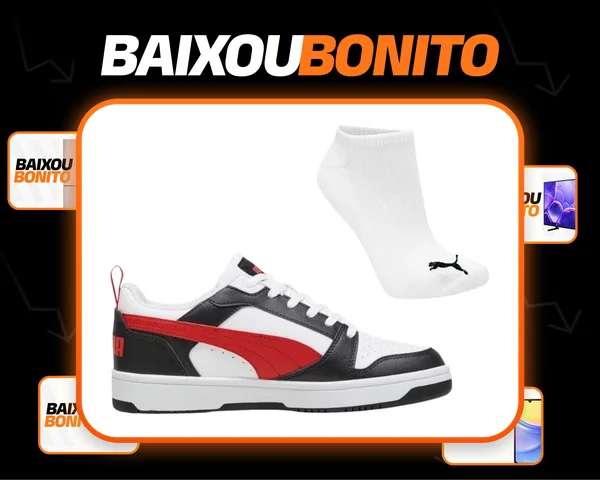 Kit Tênis Puma Rebound V6 Low Original E Meia