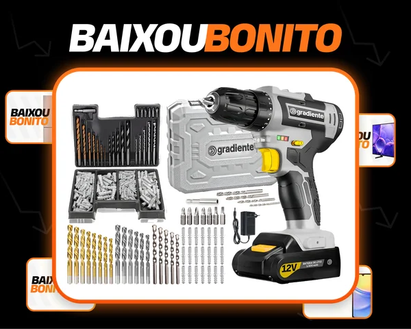 Parafusadeira Furadeira A Bateria 12v Bivolt + Acessórios Cinza 110v/220v 60hz