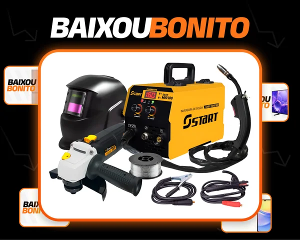 Kit Máquina De Solda Mig 160a C/ Esmerilhadeira + Acessórios Amarelo 220v