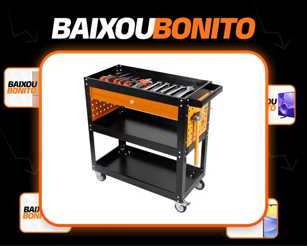 Carrinho Ferramentas Forte P/ Mecânico Oficina Aberto 120kg Preto