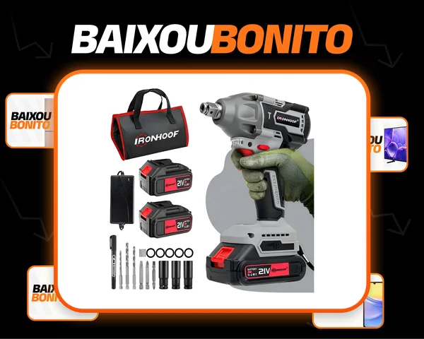 Chave De Impacto Furadeira Brushless 520nm 21v 2 Bateria Cinza-escuro 110/127/220v 60hz