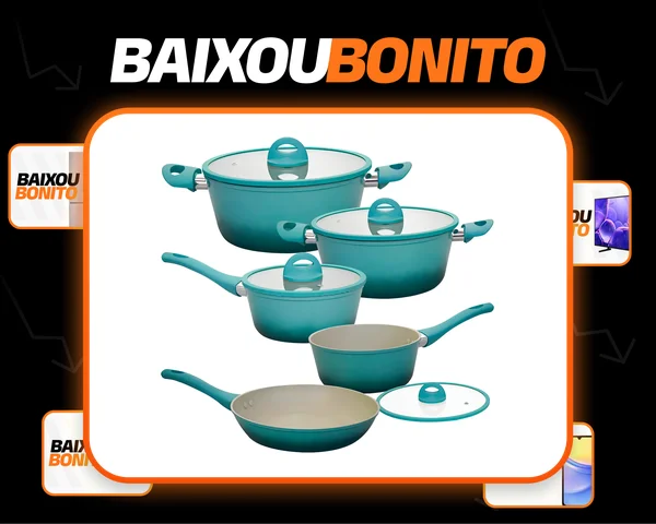 Conjunto De Panelas Indução Antiaderente Cerâmica Miami 5pçs