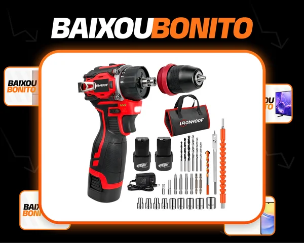 Furadeira E Parafusadeira Eletrica Brushless 2 In 1 Bivolt Vermelho 110/127/220v 60hz