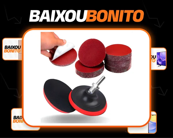 Suporte De Boina Lixadeira Furadeira + 30 Discos Lixa 125mm Suporte + 30 Lixas