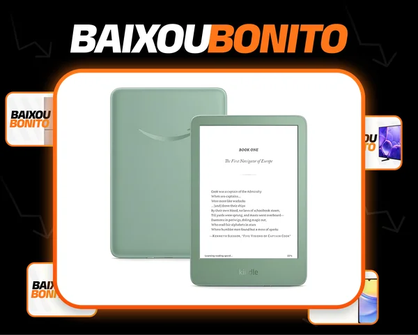 E-Reader Kindle 11th Gen 2024 16GB verde-claro com tela de 6" 300ppp