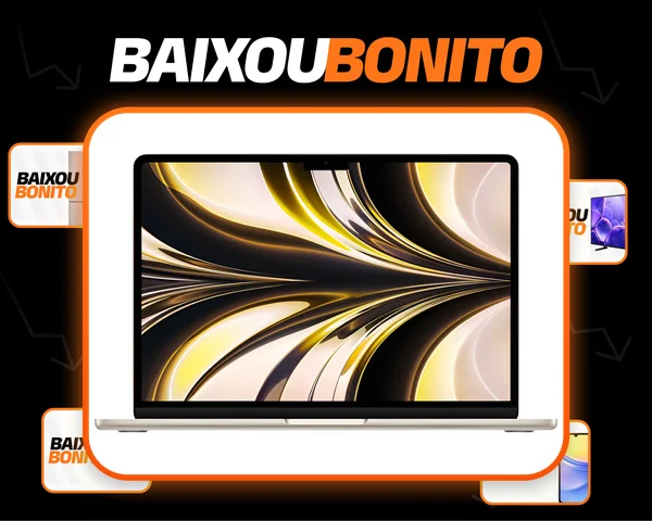 Apple MacBook Air de 13" Estelar Chip M2 da Apple com CPU de 8 núcleos GPU de 8 núcleos e Neural Engine de 16 núcleos Memória unificada de 16 GB SSD de 256 GB - Distribuidor Autorizado