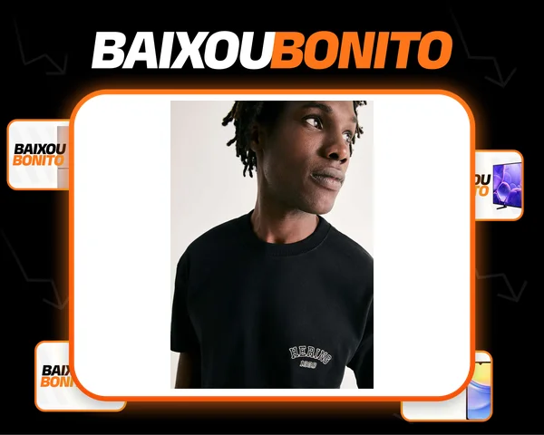 Camiseta Masculina Relaxed Manga Curta Com Bordado Hering