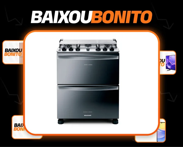 Fogão Brastemp 5 Bocas Duplo Forno Cor Inox Com Botões Remov Tipo de conexão Gás engarrafado