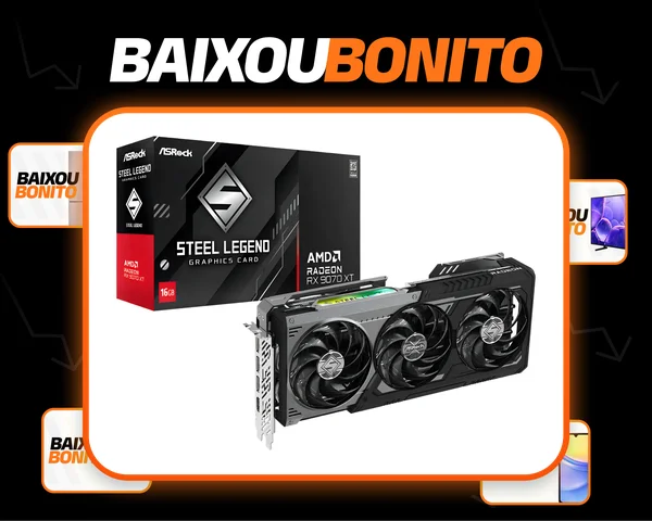 Placa De Vídeo Asrock Rx 9070xt Steel Legend Dark 16gb Gddrg
