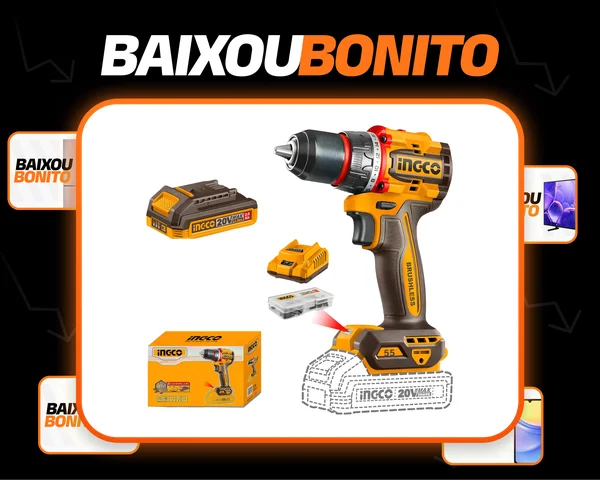 Kit Parafusadeira E Furadeira 20v Ingco A Bateria 55nm