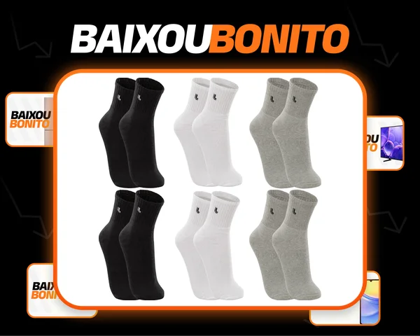 Kit 6 Pares Meias Lupo Cano Médio Esportivas Academia