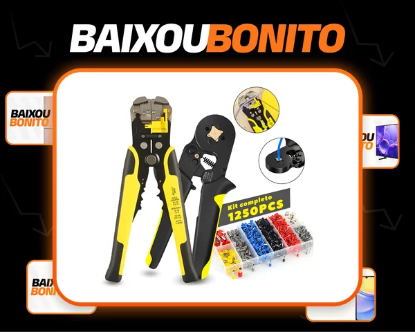 Kit Alicate Crimpar Descascador 1250 Terminais Ilhós Tubular