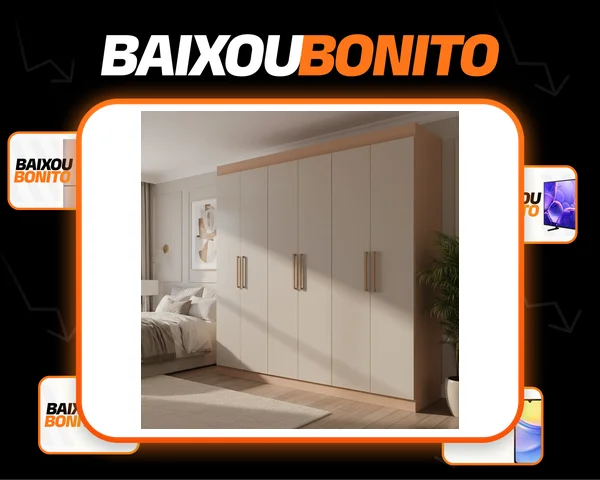 Guarda-roupa Casal Bartira Ville Com 6 Portas E 2 Gavetas Cor Avelã com Cappuccino