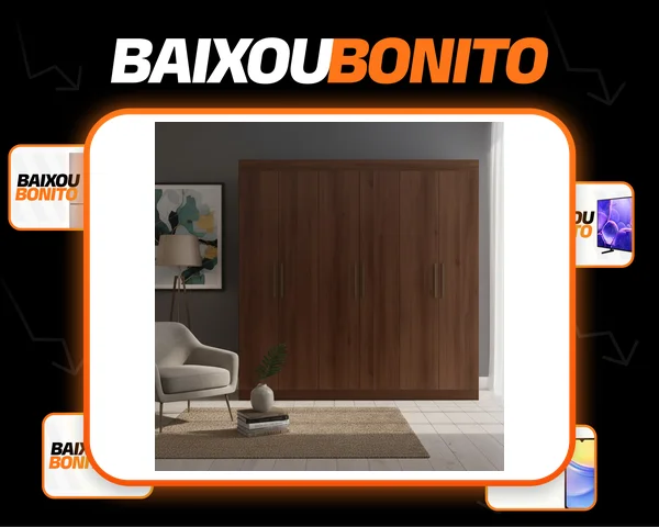 Guarda-roupa Casal Bartira Ville Com 6 Portas E 2 Gavetas Cor Café