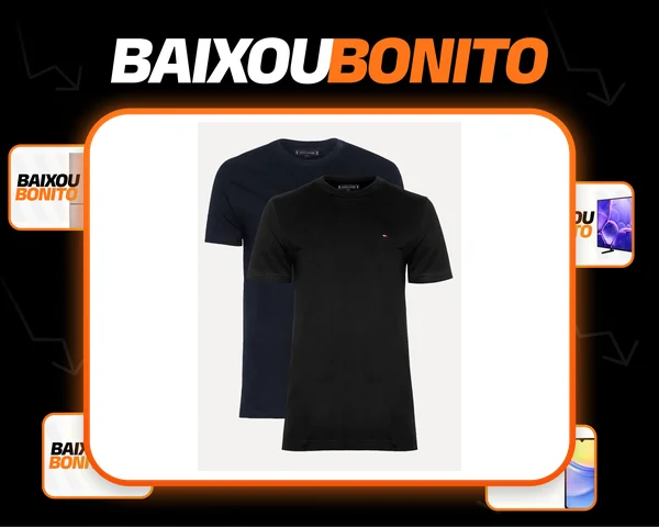 Kit Camisetas Tommy Hilfiger Essential Preta/marinho 2un