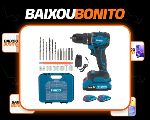 Parafusadeira Furadeira Impacto Brushless 21v Sem Fio Hanabi