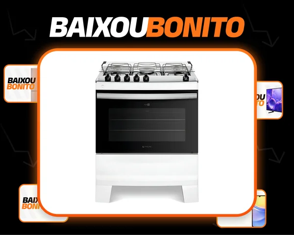 Fogão 5 Bocas Branco Com Mesa Inox Atlas Agile Up
