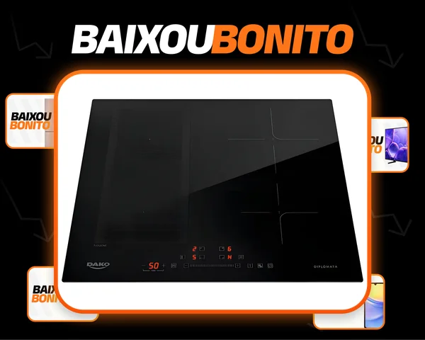 Cooktop De Indução 4 Bocas Dako Diplomata com Zona Flexível Preto