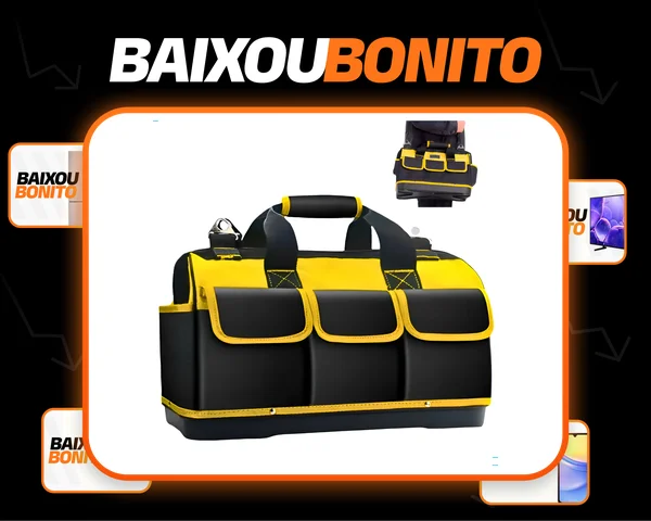 Bolsa Ferramentas Grande Reforçada Eletricista 8 Divisões Amarelo