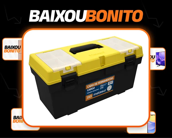 Caixa De Ferramenta Grande Forte Amarela 10 Compartimentos Preto E Amarelo