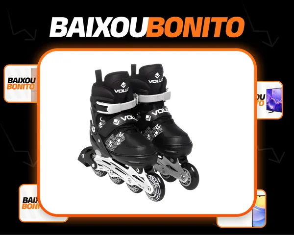 Patins Inline Infantil Ajustável 31-34 Rolamento Abec5 Cinza Vollo