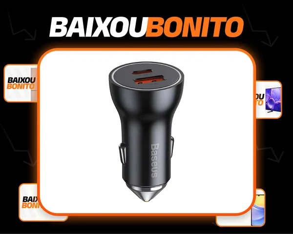 Carregador Veicular 60w Baseus Usb-a + Usb-c Turbo Cor Preto