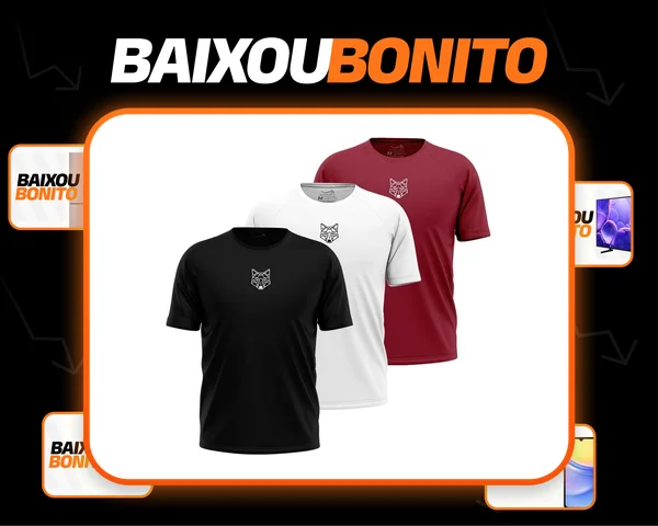 Kit 3 Camisetas Masculina Dry Alpha Lobo Geométrico
