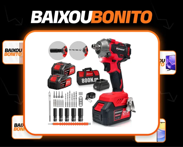 800 Nm Chave De Impacto Potente Motor Brushless Recarregável Vermelho 110/127/220v 60