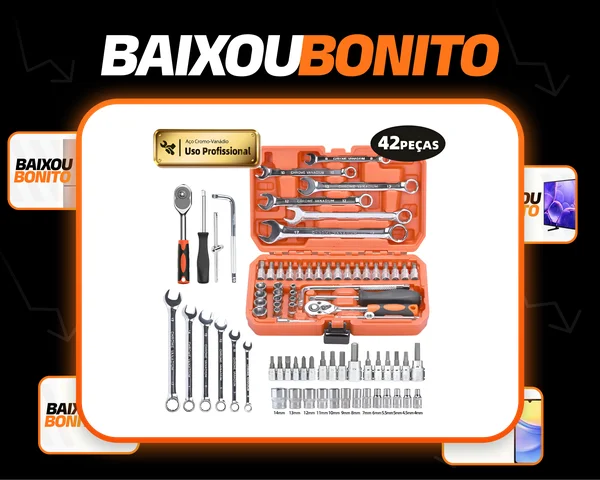 Inova Cases Jogo De Soquetes 42 Peças Caixa De Ferramentas Aço Crv Chave Soquetes Sextavados Chave de Catraca Bits Fenda Phillips Allen Torx Gedore Automotivo Para Oficina Mecânica Loja Do Mecanico